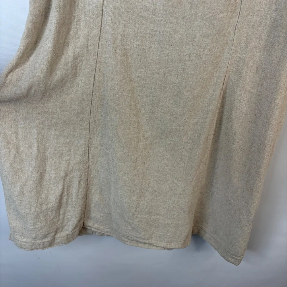 Old Navy Dress Women XL Beige Linen Blend Smocked Back Square Neck Mini